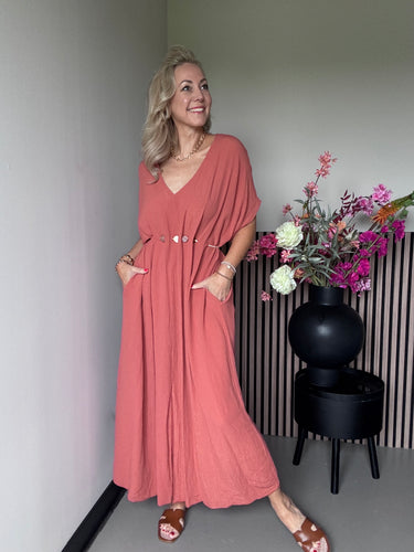 Kastgeluk jurk viscose stone